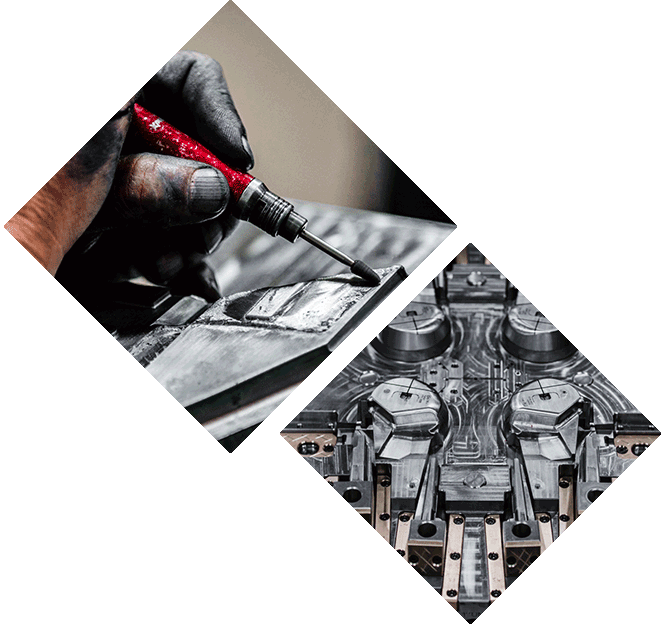 diamond-shaped images of a persons hand using a small tool